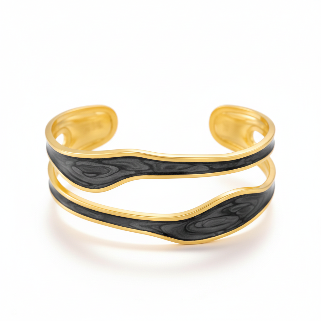 White Enamel Cuff Bracelet