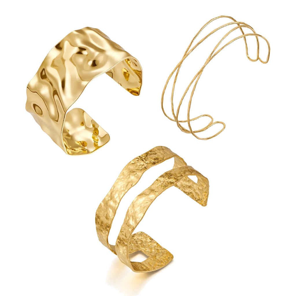 Textured Gold Bracelet SetThree-piece set