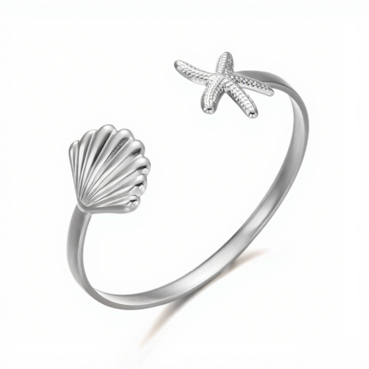 Seashell & Starfish Cuff Bracelet