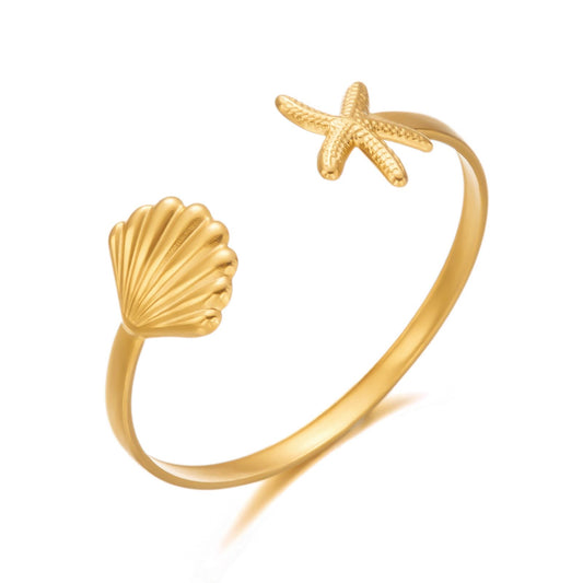 Seashell & Starfish Cuff Bracelet