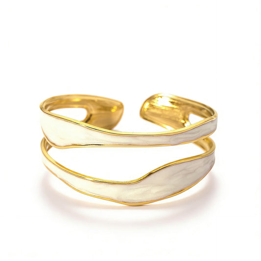 White Enamel Cuff Bracelet
