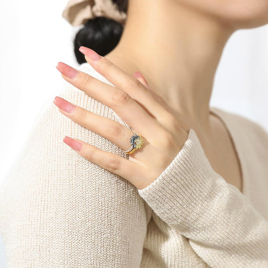 Sun-Moon Engraved Ring